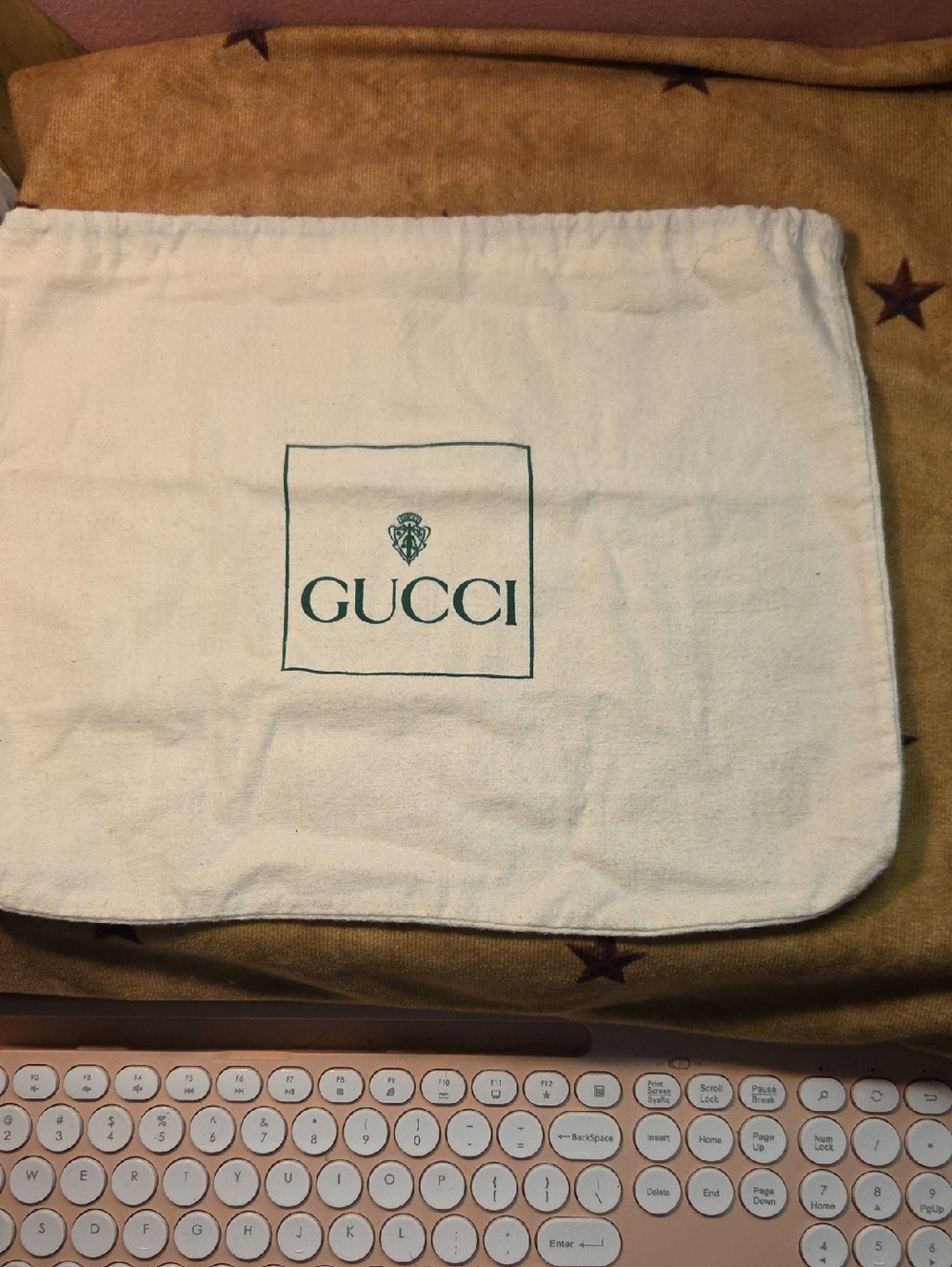 Gucci Cream Canvas Dust Bag with Green Logo 10x12